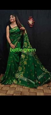 Pal Handloom Self Design Handloom Cotton Blend Saree(Multicolor)