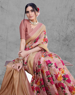 Gugaliya Printed Daily Wear Cotton Blend, Art Silk Saree(Multicolor)
