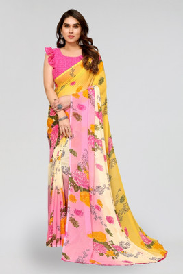 Moda Rapido Floral Print Daily Wear Georgette Saree(Pink)