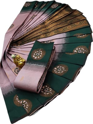 PRIHAL ART Woven Kanjivaram Cotton Silk Saree(Multicolor)