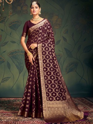 ANOUK Woven Kanjivaram Georgette Saree(Purple)