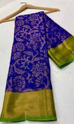 SHWENILA Printed Bollywood Chiffon, Brasso Saree(Purple)