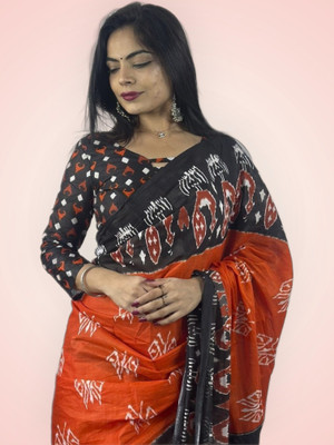 baratheon Self Design Bollywood Cotton Blend Saree(Red)