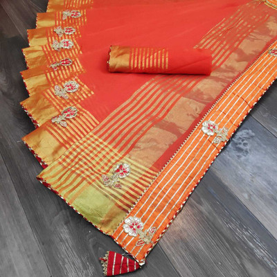 Kanooda Prints Self Design Kota Doria Net Saree(Multicolor)