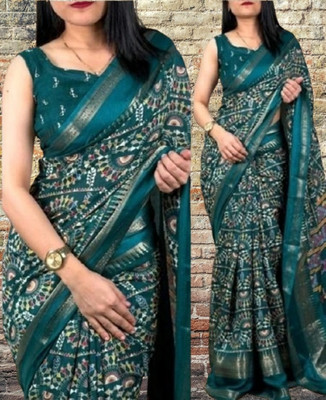 Shivaarya Printed Daily Wear Cotton Silk, Dupion Silk Saree(Purple)