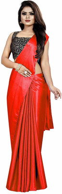 LIMTD Solid/Plain Bollywood Pure Silk Saree(Red)