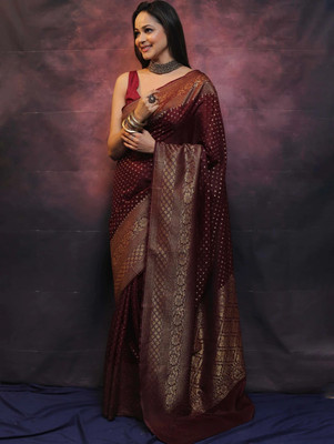 RASVRITI Woven Kanjivaram Pure Silk, Art Silk Saree(Maroon)