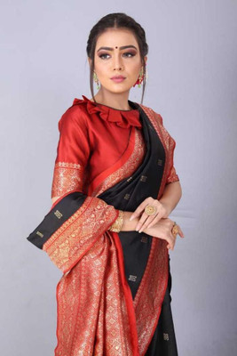 MISS WEARS Self Design Bollywood Silk Blend Saree(Red)