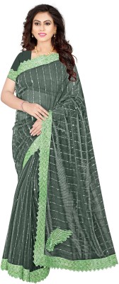 Avimoz Embellished Kanjivaram Lycra Blend Saree(Dark Green)