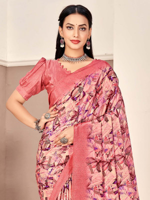 Divastri Printed Chinnalapattu Crepe Saree(Pink)