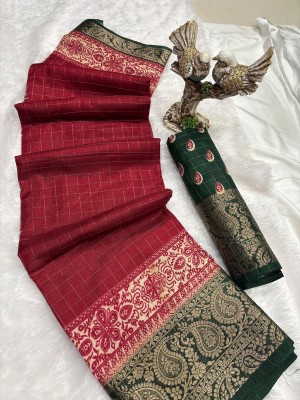 Vihan Fab Printed Bollywood Chanderi Saree(Red)