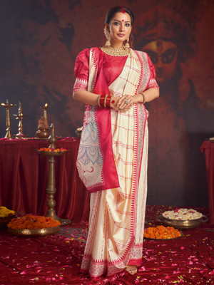 Divastri Printed Garad Silk Blend Saree(Multicolor)