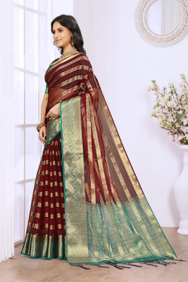 Aarunika LGF Woven Bollywood Organza Saree(Magenta)