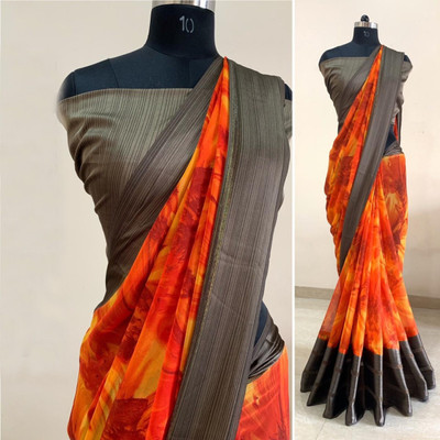 HouseOfCommon Self Design Bollywood Georgette Saree(Orange)
