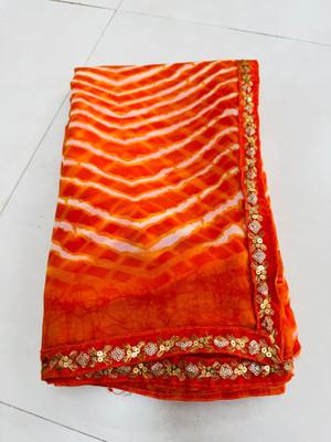 charmie designer Printed Bandhani Georgette Saree(Orange)