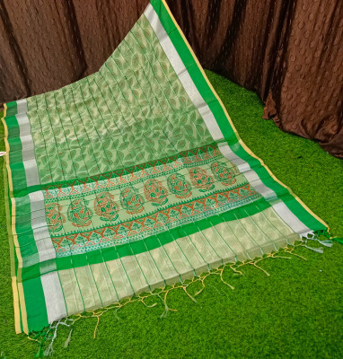 Spewim Woven Daily Wear Cotton Silk Saree(Light Green)