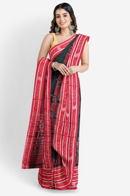 handloom paridhaan Self Design Ikkat Pure Cotton Saree(Green)