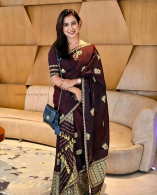 siyaramfabrics Digital Print, Woven Daily Wear Cotton Silk Saree(Maroon)