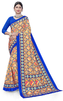 Pemal Designer Digital Print Bollywood Crepe Saree(Yellow)