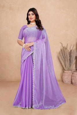 KRIJ Embellished Bollywood Art Silk, Silk Blend Saree(Purple)