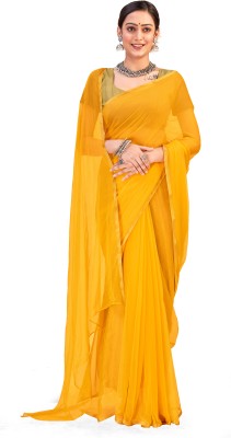 Desi Style Solid/Plain Bollywood Jacquard, Cotton Silk Saree(Yellow)