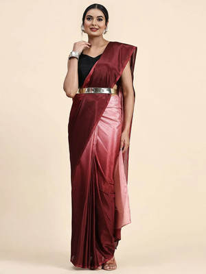NITYANSHI FASHION Solid/Plain Bollywood Chiffon, Raw Silk Saree(Maroon)