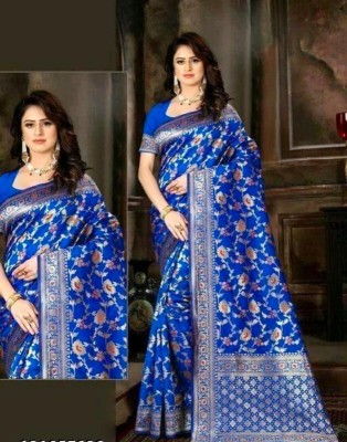 RAJ DARBAR Embroidered Banarasi Pure Silk Saree(Multicolor)