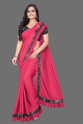 nirmala Embellished Bollywood Lycra Blend Saree(Pink)