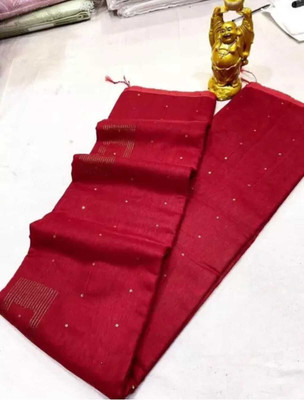 ASIMA TEXTILE Solid/Plain, Self Design Handloom Handloom Cotton Silk, Cotton Blend Saree(Red)