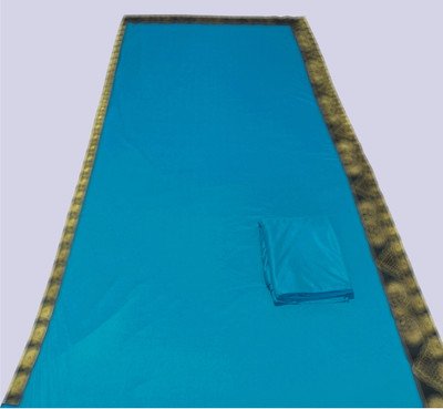 FabDaisy Solid/Plain Banarasi Lycra Blend, Chiffon Saree(Light Blue)