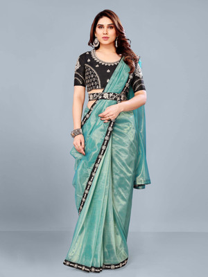 ISHA TRADE Embellished Bollywood Net Saree(Blue)