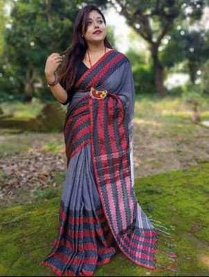 AKSHARM Printed Bollywood Georgette Saree(Grey)