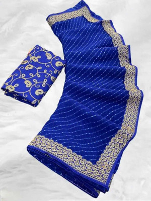 Manan Creation Embellished Bandhani Georgette, Chiffon Saree(Blue)