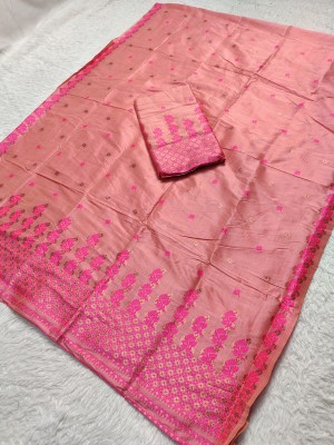 Skiran's Self Design Mekhela Chador Tussar Silk Saree(Multicolor)