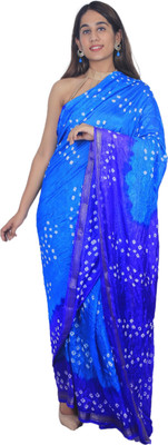 Rajasthali Printed Bandhani Tissue Saree(Blue)