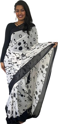 Sitanjali Printed Bollywood Georgette Saree(Black, White, Multicolor)