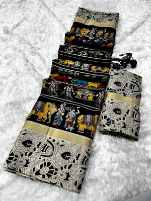 PROMISE IMPEX Digital Print, Woven Bollywood Georgette Saree(Black)