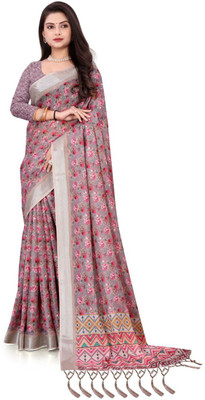 ANVI PRINTS Digital Print Bollywood Linen Saree(Multicolor)