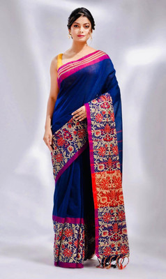 DAS TAXTILES Solid/Plain Bollywood Pure Cotton Saree(Black)