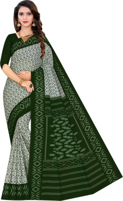 SARITA SAREES Blocked Printed Ikkat Pure Cotton Saree(Dark Blue)