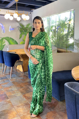 SUTRAM Printed Bollywood Georgette Saree(Green)