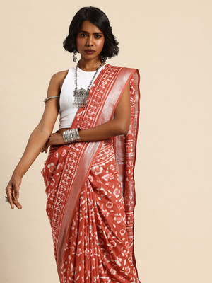 Taavi Self Design Handloom Pure Cotton Saree(Brown)