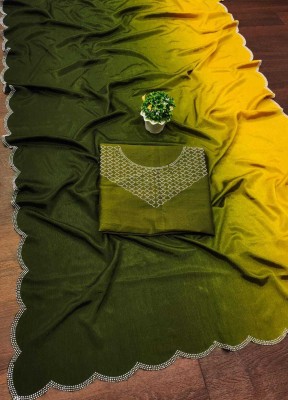 edina fashion Self Design Arani Pattu Art Silk Saree(Green)