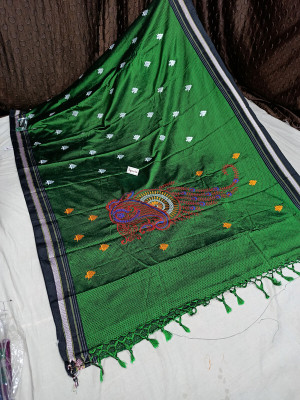 Spewim Woven Ilkal Cotton Blend Saree(Green)