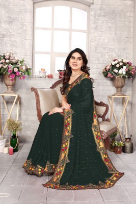 KHRITI FAB Embroidered Bollywood Georgette Saree(Green)