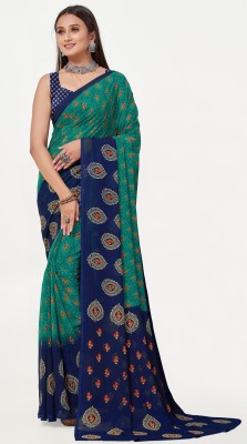 Leelavati Printed Bandhani Georgette Saree(Dark Blue)