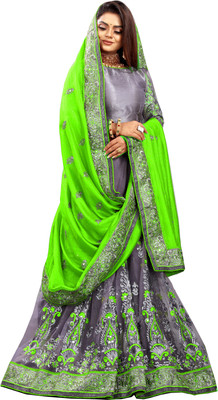 b bella creation Embellished Bollywood Net, Art Silk Saree(Light Green)