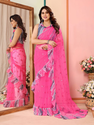 UDANI ENTERPRISE Self Design Bollywood Net Saree(Pink)
