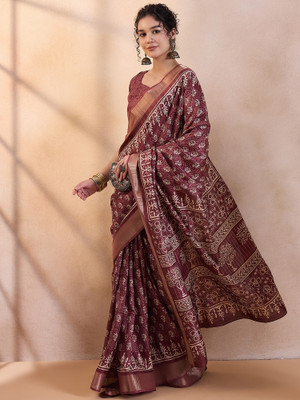 Sareemall Printed Madurai Silk Blend Saree(Magenta)