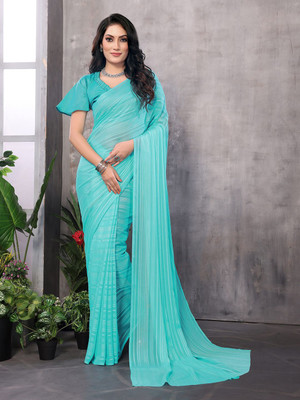 Moda Rapido Self Design Daily Wear Satin Saree(Blue)